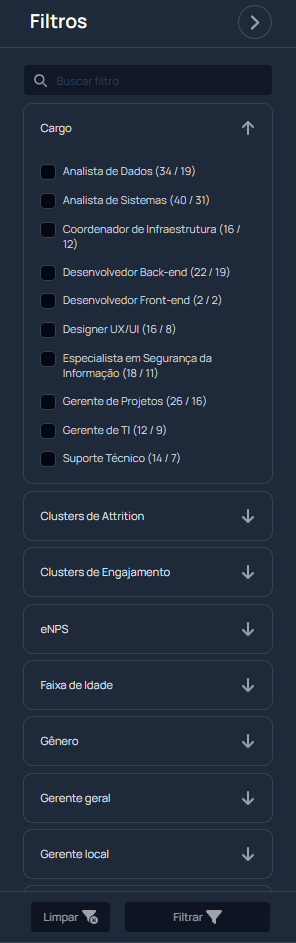 Filtros de resultados