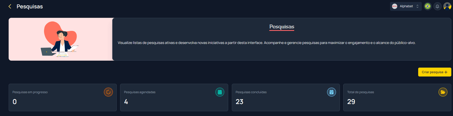 Criação de nova pesquisa